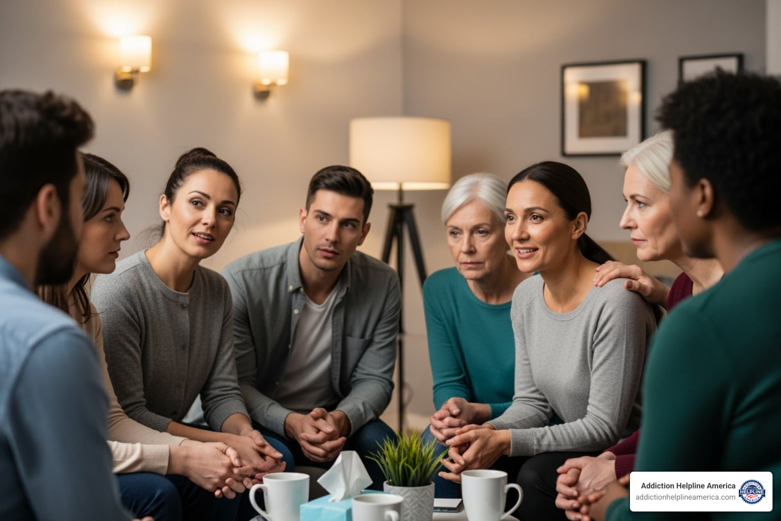 a diverse group of people in a support meeting - Post Rehab – Drug Rehab Aftercare